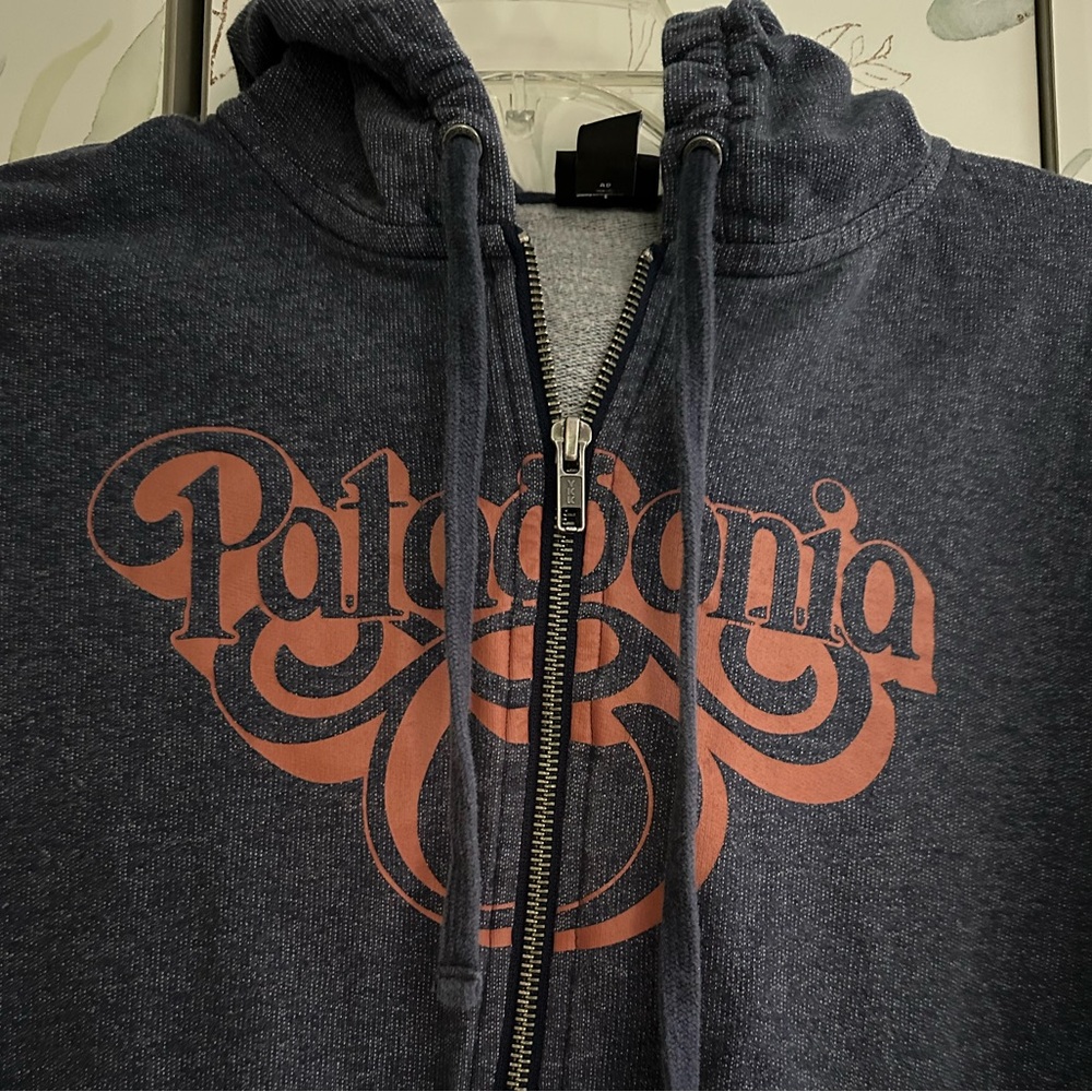 Organic Patagonia zip up hoodie in blue